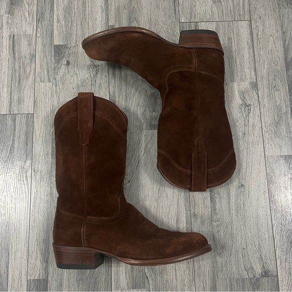 Tecovas Size 9 D The Johnny Suede Brown Cowboy Boots Men EUC - Picture 2 of 11